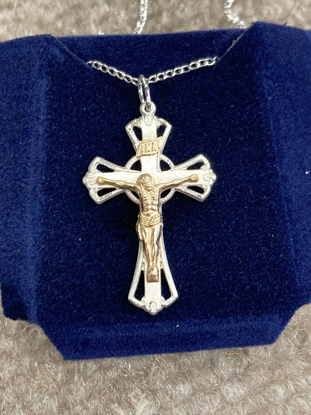 Gold Filled And Silver Crucifix And Chain