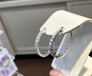 White Gold Inside Outside Diamond Hoop Earrings 2.36 Carats