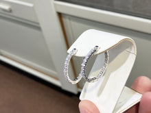 Load image into Gallery viewer, White Gold Inside Outside Diamond Hoop Earrings 2.36 Carats