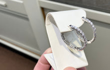 Cargar imagen en el visor de la galería, White Gold Inside Outside Diamond Hoop Earrings 2.36 Carats