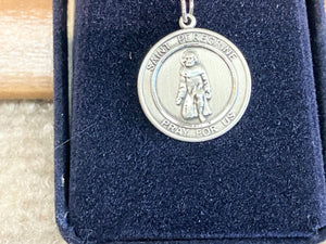 Saint Peregrine Silver Medal With 18 Inch Silver Curb Chain Religious