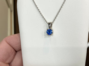 Natural Blue Sapphire White Gold Pendant