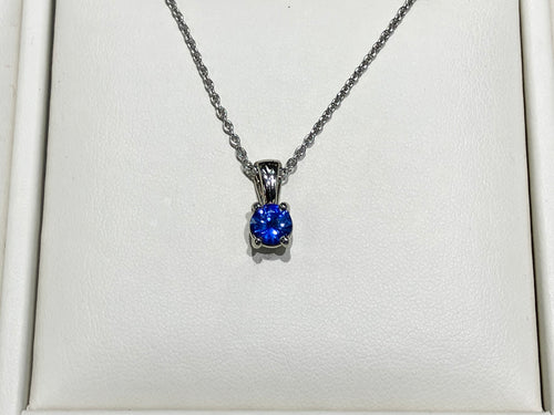 Natural Blue Sapphire White Gold Pendant