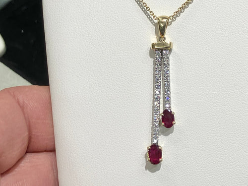 Natural Ruby And Diamond Gold Pendant