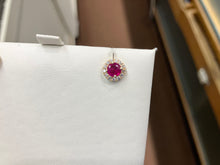 Charger l&#39;image dans la galerie, Natural Ruby And Diamond Gold Stud Earrings