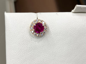 Natural Ruby And Diamond Gold Stud Earrings