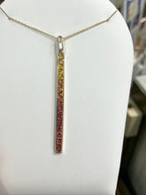 Charger l&#39;image dans la galerie, Sapphire And Diamond Gold Bar Necklace