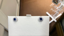 Laden Sie das Bild in den Galerie-Viewer, Natural Sapphire And Diamond White Gold Earrings