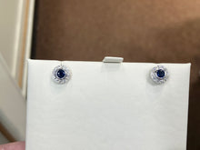 Load image into Gallery viewer, Natural Sapphire And Diamond White Gold Earrings