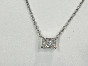 Lab Created Radiant Cut Diamond With White Gold Chain