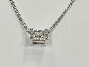 Lab Created Radiant Cut Diamond With White Gold Chain