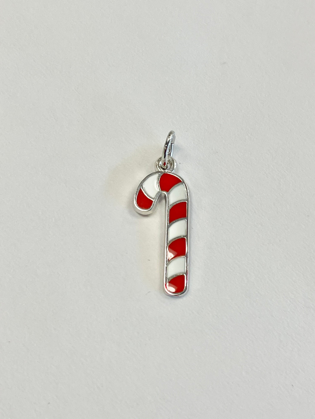 Candy Cane Silver Charm