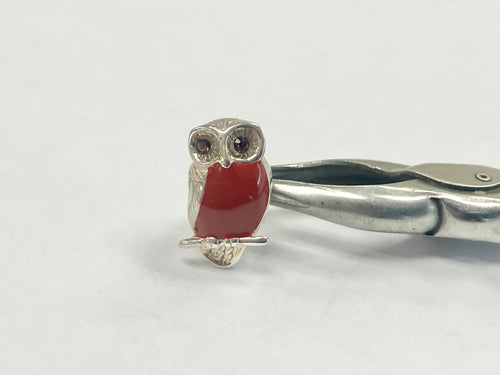 Owl Enameled Silver Bead