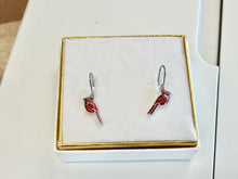 Load image into Gallery viewer, Silver Cardinal Dangle Earrings