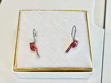 Load image into Gallery viewer, Silver Cardinal Dangle Earrings