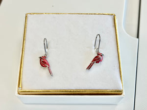 Silver Cardinal Dangle Earrings