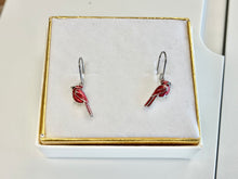 Load image into Gallery viewer, Silver Cardinal Dangle Earrings