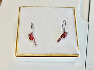 Silver Cardinal Dangle Earrings