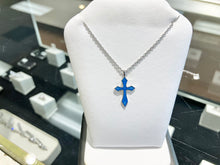 Cargar imagen en el visor de la galería, Sterling Silver Blue Enamel Cross Pendant