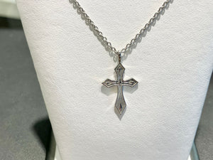 Sterling Silver Blue Enamel Cross Pendant