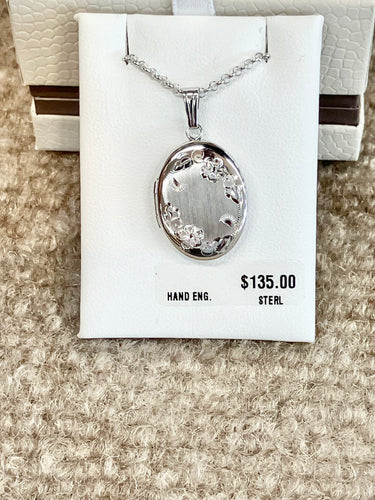 Oval Silver Locket And Chain