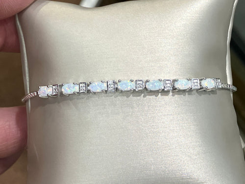 Synthetic Opal Silver Bolo Bracelet