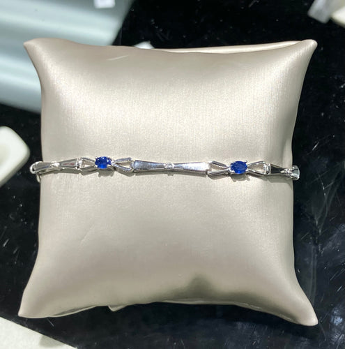 Sapphire And Diamond Silver Bracelet