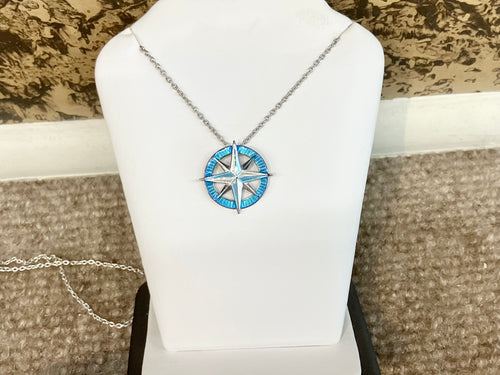 Silver Compass Adjustable Necklace