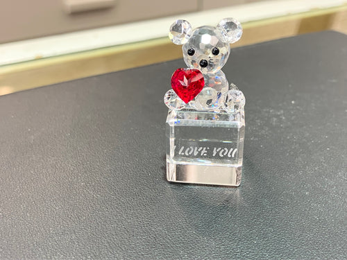 I Love You Teddy Bear Crystal Figurine
