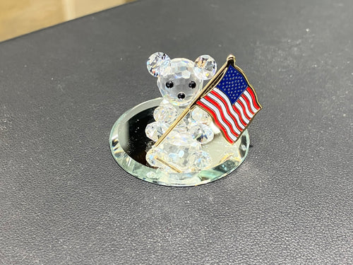 Patriotic Teddy Crystal Figurine