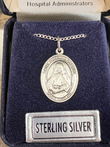 Saint Frances Cabrini Silver Pendant With Chain