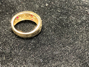 Ruby And Diamond Wide Gold Ring