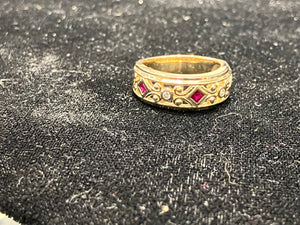 Ruby And Diamond Wide Gold Ring