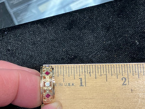 Ruby And Diamond Wide Gold Ring