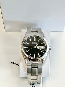 Seiko Essentials Collection Stainless Steel Watch Black Dial
