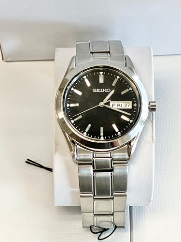 Seiko Essentials Collection Stainless Steel Watch Black Dial