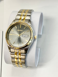 Seiko Two Tone Stainless Steel Watch With Grey Dial