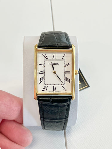 Seiko Essential Collection Watch With Black Leather Strap