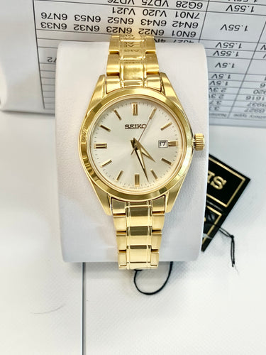 Seiko Stainless Steel Gold Tone Watch With Date Calendar
