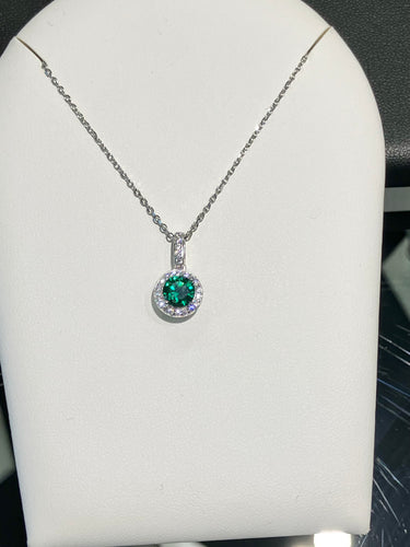 Green And White Crystal Silver Adjustable Necklace