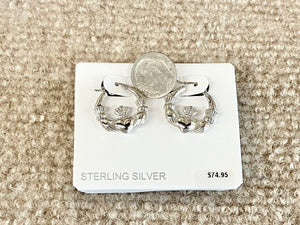Silver Claddagh Hoop Earrings