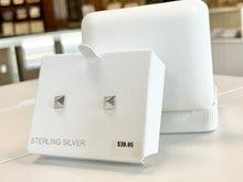 Load image into Gallery viewer, Silver Pyramid Post Earrings