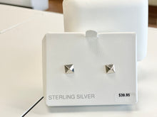 Load image into Gallery viewer, Silver Pyramid Post Earrings