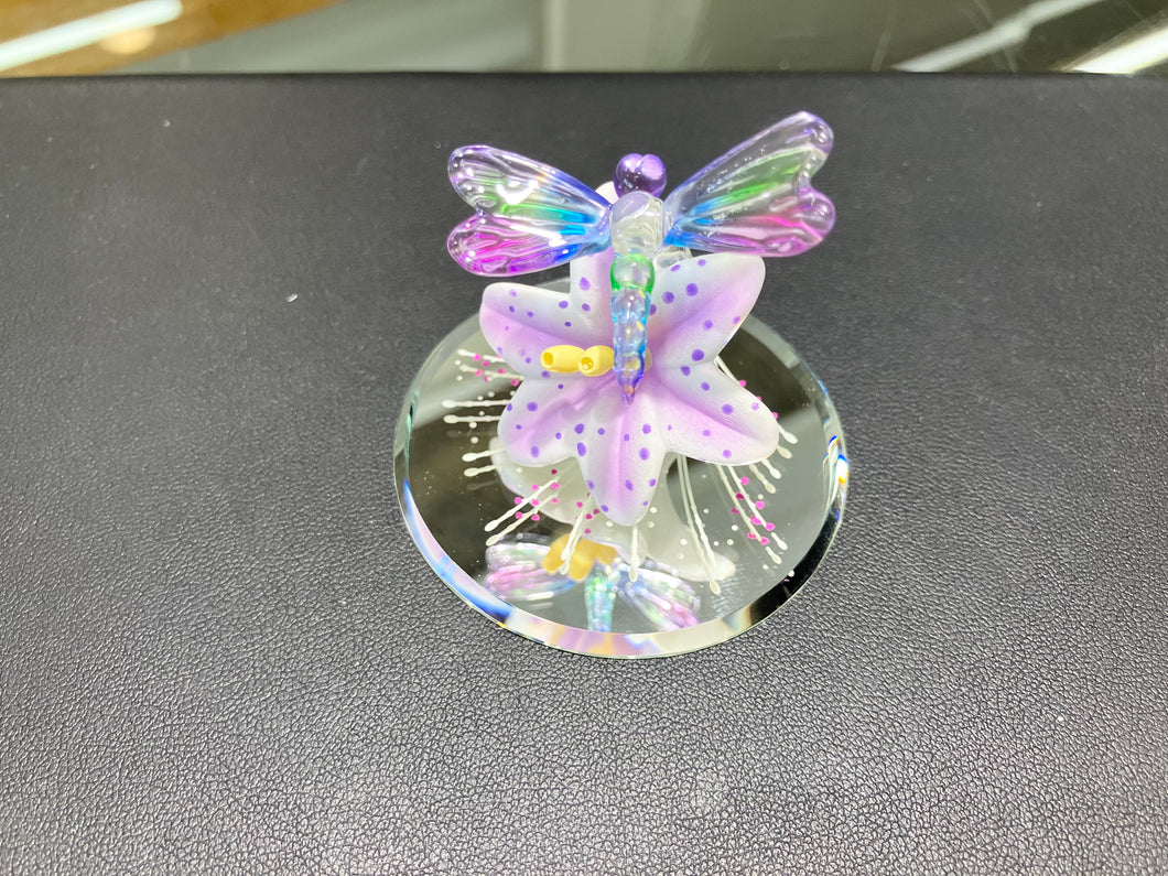 Dragon Fly, Lavender Lily Glass Figurine