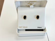 Charger l&#39;image dans la galerie, Oval Cabachon Onyx 14 K Yellow Gold Stud Earrings