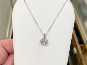 Silver Shimmer Diamond Pendant And Chain
