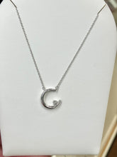 Load image into Gallery viewer, Crescent Moon And Star Silver Diamond Adjustable Necklace