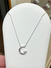 Load image into Gallery viewer, Crescent Moon And Star Silver Diamond Adjustable Necklace