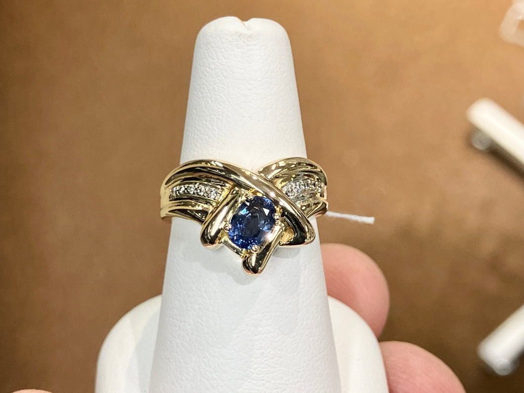 Sapphire And Diamond Gold Ring
