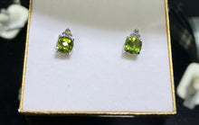 Load image into Gallery viewer, Peridot And Diamond White Gold Earrings